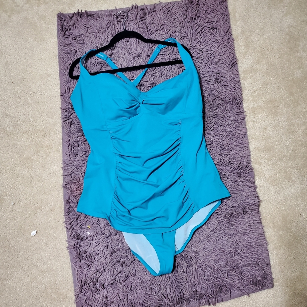 Blue Ruched Swimsuit